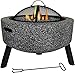 Outdoor Fire Pit Beton Okrągły i Drewno Burning Fire Pit Grill Grill FirePit Bowl Headers z granem Grill 3 w 1 kominek do ogniska grill na wolności na kemping,Black