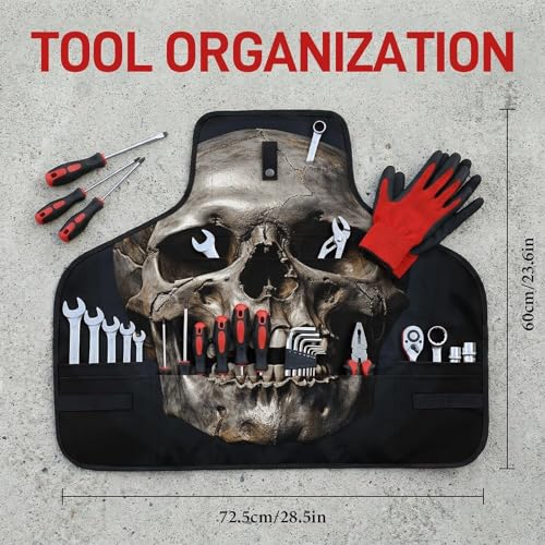 Delantal de trabajo ajustable con diseño Death Skull miniatura 2
