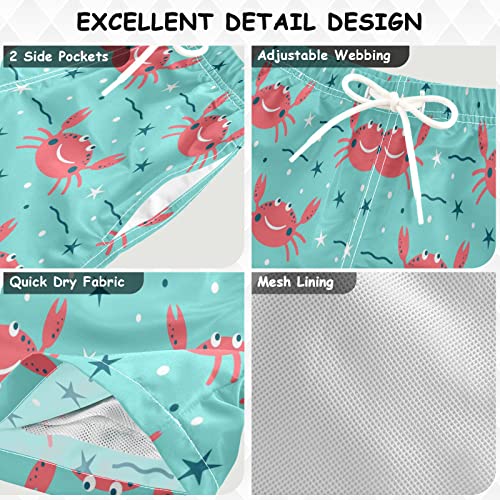 Crab Stars Waves Boy's Swim Trunks Kids Toddler Swim Board Shorts Bathing Suits For Teens Swimwear Swimsuit 3T #TOP2