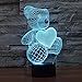 Produktbild 3D Illusion Lampe LED Nachtlicht Lampen, KidsPark Optische Bär Nachtlichter Tischlampe Kinder Nachttischlampe 7 Farben ändern Schreibtischlampe Mit USB-Kabel