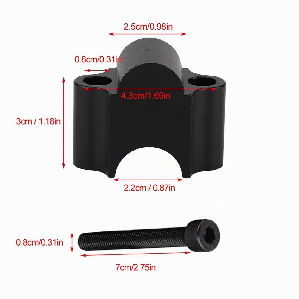 EBTOOLS Rehausseur de Guidon Moto 22mm/7/8, Universelle en Alliage d'Aluminium Noir