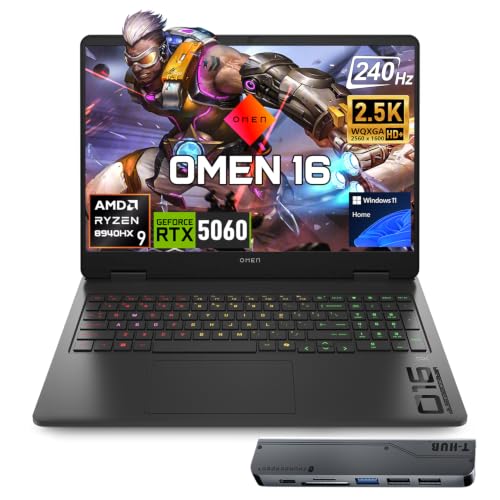 Image of HP Omen 16 inch 240Hz Ryzen 9 8940HX & 5060 Gaming Laptop, 64GB DDR5 + 4TB SSD