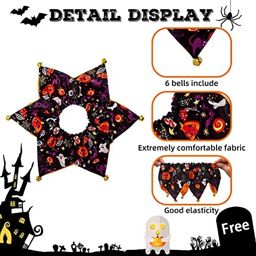 Dog Halloween Costume - Halloween Style Dog Collar With Bells And Wizard's Hat Set Halloween Pumpkin Pattern For Dog Wearing - Black #TOP3