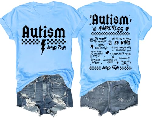 DarkJoy Autism World Tour Tee, Autism World Tour T-Shirt, Autism Awareness Shirt, Unisex T-Shirt Carolina Blue