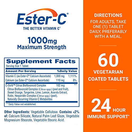 Ester-C® Vitamin C, 1,000 Mg, 60 Coated Tablets #TOP1