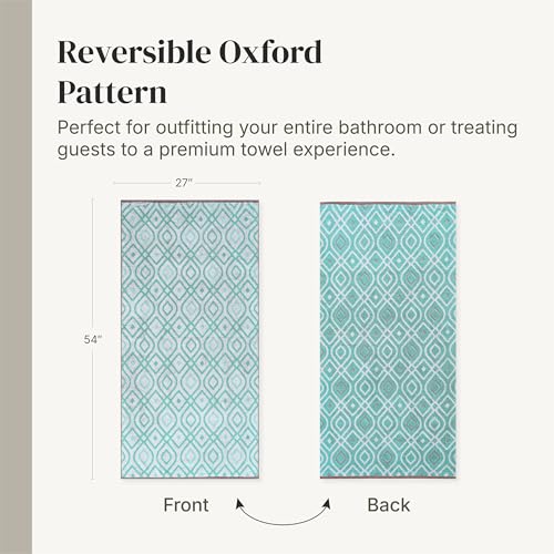 Image of Modern Threads 6 Piece Bath Towel Set - Bathroom Set with 2 Bath Towels, 2 Hand Towels, and 2 Wash Cloths - 100% Cotton, Super Absorbent & Extra Soft - Reversible Classic Diamond (Aqua)