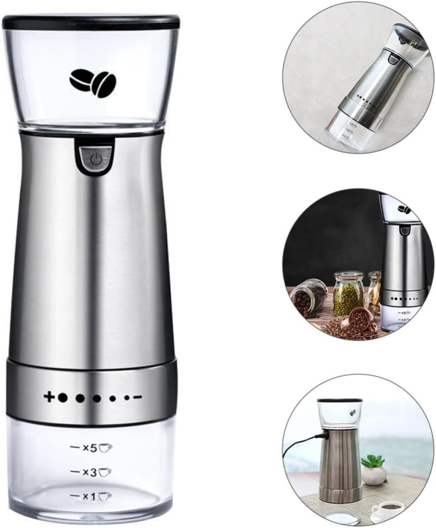 TIDTALEO Electric Coffee Bean Grinder and Luxury with 1200mah USB Rechargeable Battery and 304 Stainless Steel Blade, Portable Coffee Mill Machine with Fine Grinding for Home and Office
