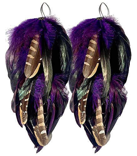 FASHMOROUS Dangle Earrings for Women, Long Hook Earrings with Plum Feathers, Boho Statement Jewelry2