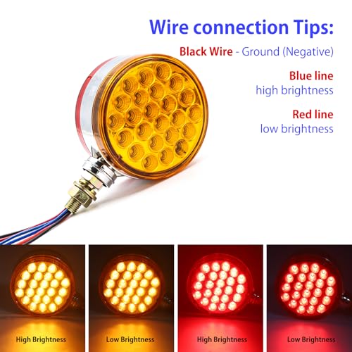 Ourbest Trailer Pedestal Double Face Light, Round Side Marker Indicator for Heavy Truck Trailer Lorry(Red Amber Driver/Passenger, pack of 2) by Ourbest - Used condition - Image 4