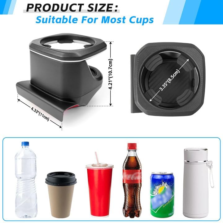 Miniatura 6 de Portavasos de ventana compatible con Ford Bronco 2021-2024 24 puertas, portavasos de puerta para accesorios Bronco (asiento delantero derecho)