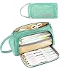 Pennenetui, etui voor tienermeisjes, 3 vakken, grote capaciteit briefpapier Pouch pennen etui mapje meisje tiener (groen…