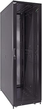 NavePoint 42U Server Cabinet 1000mm Deep with Locking Glass Door and Removable Side Panels - 42U Rack Cabinet with Cable Managemenet Compatible Top, Black