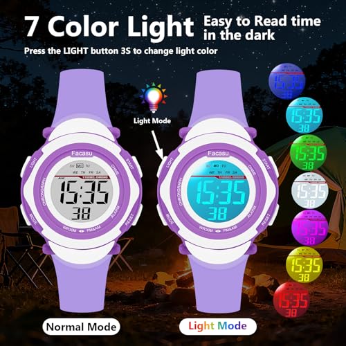 Image of Kids Digital Watch for Girls Boys,Children's Waterproof Colorful Light UP Outdoor Sport Watch with Stopwatch Alarm-Kids Gifts for Girls Boys
