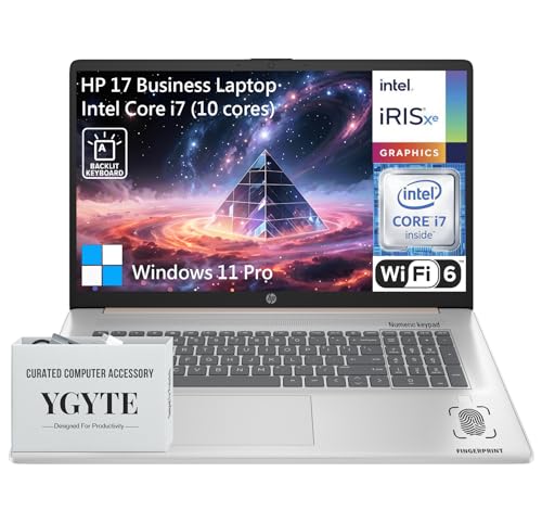 Image of HP 17 Inch Laptop Touchscreen Computer, 17.3 HD+ Touch Screen Business Laptop, 13th Gen Intel Core i7, Windows 11 Pro | Backlit Keyboard Number Pad | Rose Gold | 32GB RAM 1TB SSD