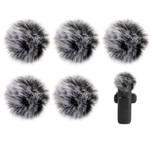 5 Packs Lavalier Microphone Wind Screen Furry Muffs, Mini Furry Mic Cover Noise Reduction Outdoor Furrys Windscreen for Mini MIC