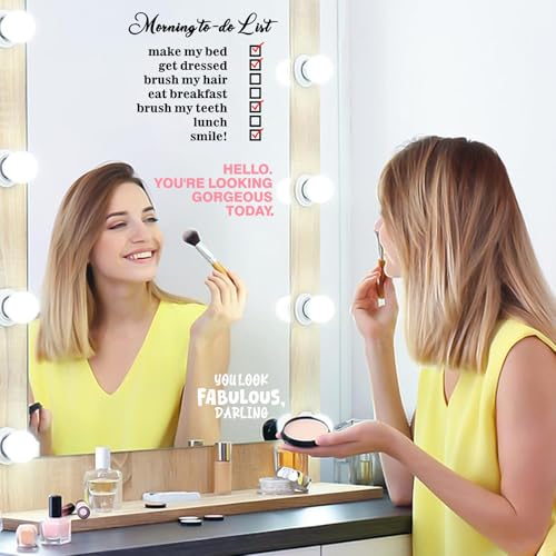 Image of Inspirational Mirror Stickers Positive Affirmation Decals for Glass Motivational Vinyl Letters Phrases for Glass Laptop Car Morning to-do List Clings Mirror Decorations