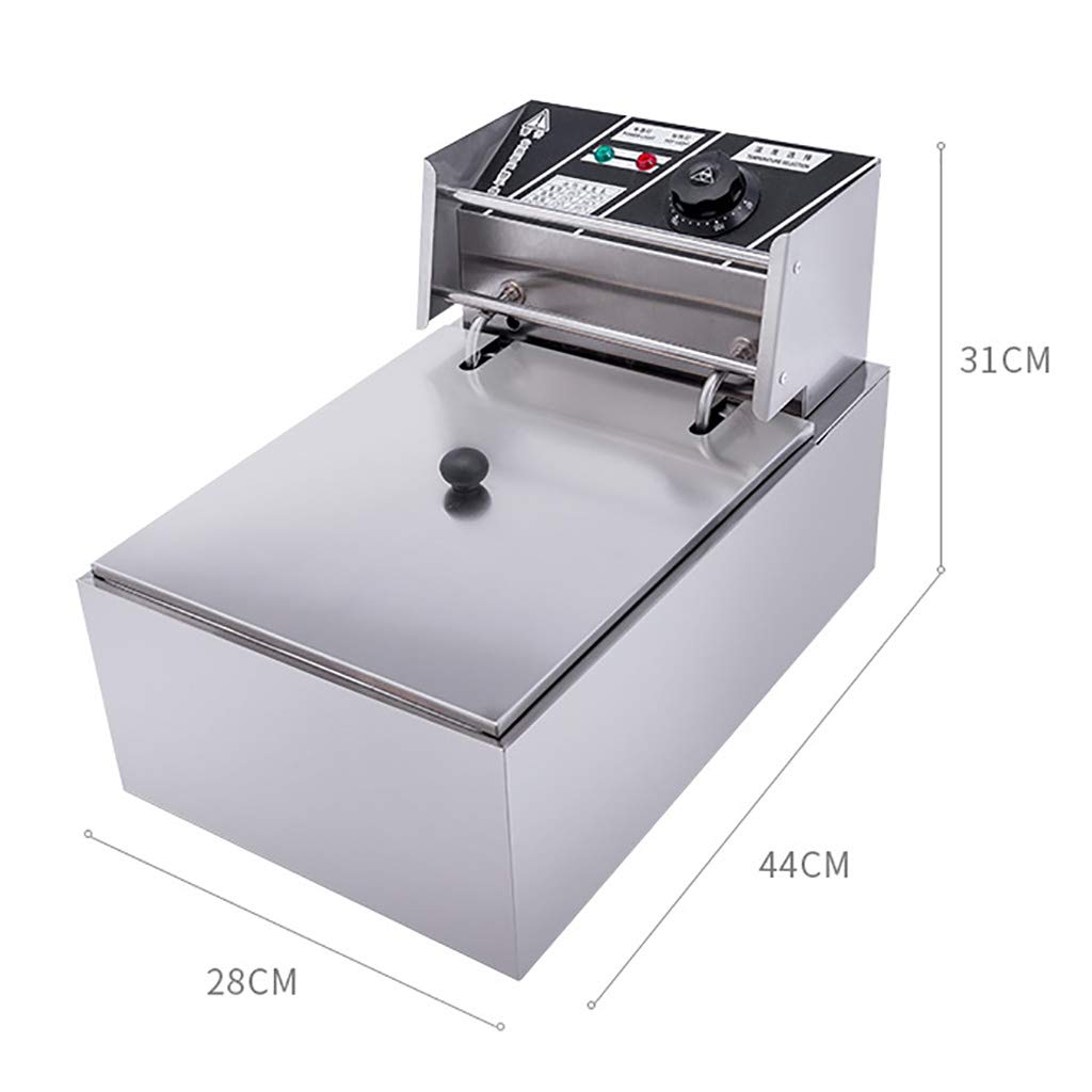 Freidora eléctrica Comercial de 10 l, de Acero Inoxidable, de una Sola Cesta, para Uso Industrial, para Restaurante, para freír Patatas Fritas caseras, Pollo y Patatas Fritas en la