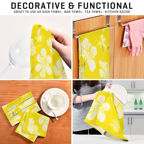 Paños de cocina de hibisco blanco GAIREG de 28x18 pulgadas para decorar y secar 8