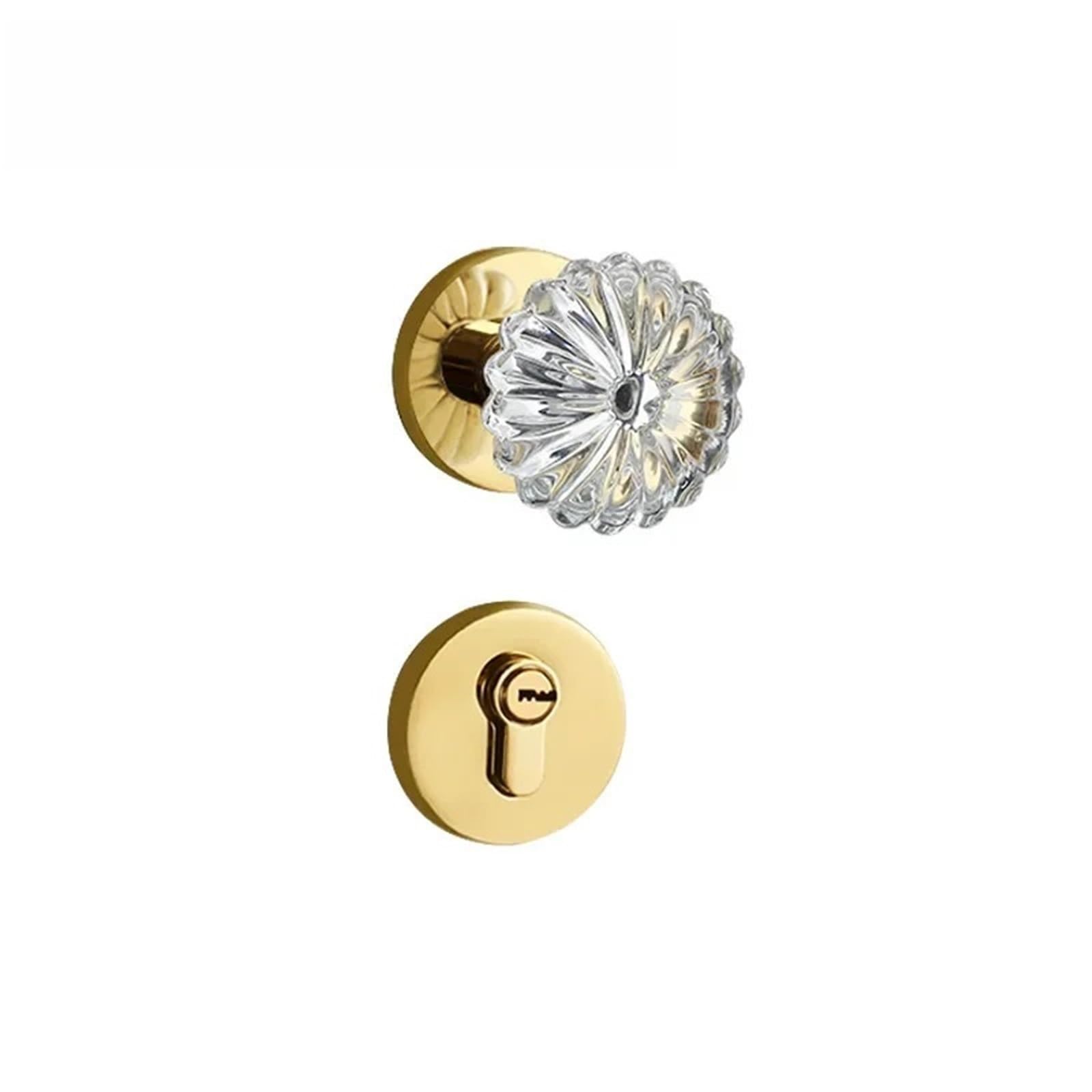 Sxolcoufoh E Zinc Alloy Crystal Gold Door Lock Indoor Wooden Ball Typ Mechanical With Key 1Pcs(E)