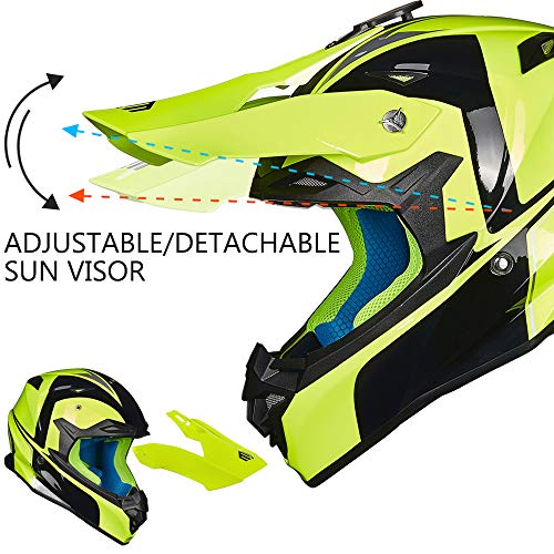 ILM DOT Certified Dirt Bike Helmet with Soft Liner and Camera Mount (Yellow Black, M)