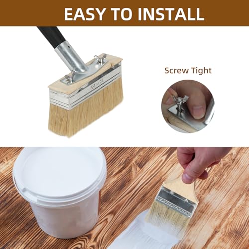 Flächenstreicher, 150mm Terrassenpinsel für den Außenbereich, 2 Stück Große Outdoor-Bodenbelag Besonders für Schnellen Farbauftrag, Mit Verlängerungsstiel, Farbpinsel für Alle Lasuren & Lacke