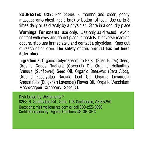 Wellements Organic Baby Chest & Foot Rub, 2 Fl Oz, Eucalyptus And Lavender, Free From Dyes, Parabens, Preservatives #TOP2