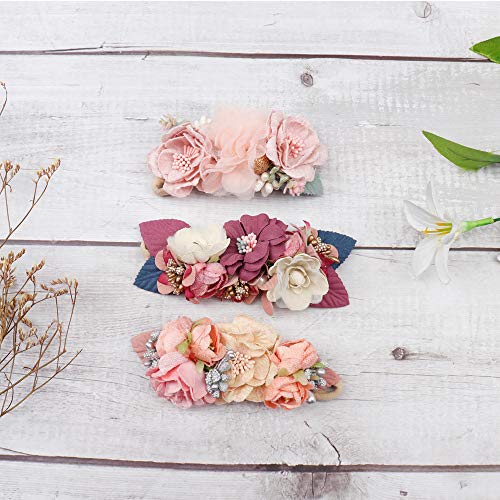 Oaoleer Baby Girl Floral Headbands Set - 3Pcs Flower Headbands Newborn Toddler Hair Accessories #TOP7