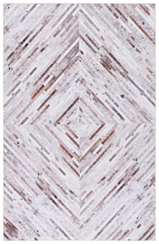 Alfombra geométrica beige y marrón Safavieh de 152x244 cm lavable para el salón 3