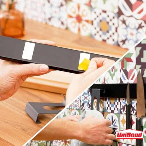 Image of Unibond No More Nails,Removable Adhesive Strips, Double Sided, For Hanging Photo Frames, Hooks, Car Number Plate, Up To 2Kg, DIY, Fast & Easy Mounting Pack Of 10, 9.5 Cm, Multicolour(pack of 4)