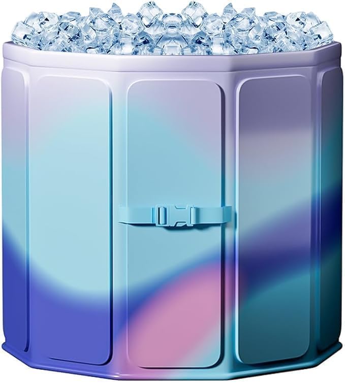 Foldable Bath Tub for Bathroom| SPA Tub for Home Use with Drainage Hole For Adults And Kids| Maintains Hot & Cold Water | Thickened Insulated Ice Bath Tub for Adults (Pink And Blue Round)