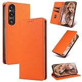orange xperia xz1 compact 【Materiales de alta calidad】El exterior de esta funda Sony Xperia 1 V está hecho a mano con cuero de PU sintético de primera calidad, y el interior está hecho con TPU y forro de microfibra suave. Proporciona la máxima protección contra golpes y arañazos. El cierre magnético inteligente con imanes ocultos facilita abrir y cerrar el teléfono y cerrar el dispositivo firmemente.