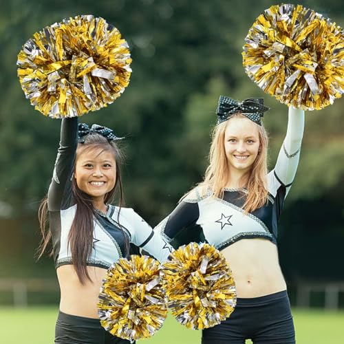 GIUSOBG 2 PCS Pompons Métalliques Pour Pom-Pom Girl Sport Foil Or Argent – vue 7