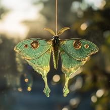 Green Luna Moth Acrylic Stained Glass Window Hanging Suncatcher, Unique Gifts for Green Luna Moth Lover, Fantasy Decor