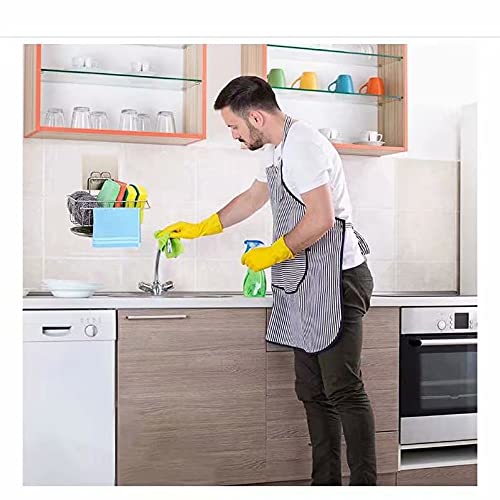 Organizer Lavello Cucina, Porta Spugne In 304 Acciaio Inox, Senza Forare (Con Vassoio)