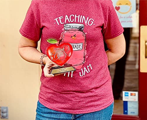 Customized Trophy For Teachers - Teacher Of The Year Award - Acrylic Apple 7 Inches Tall #TOP2