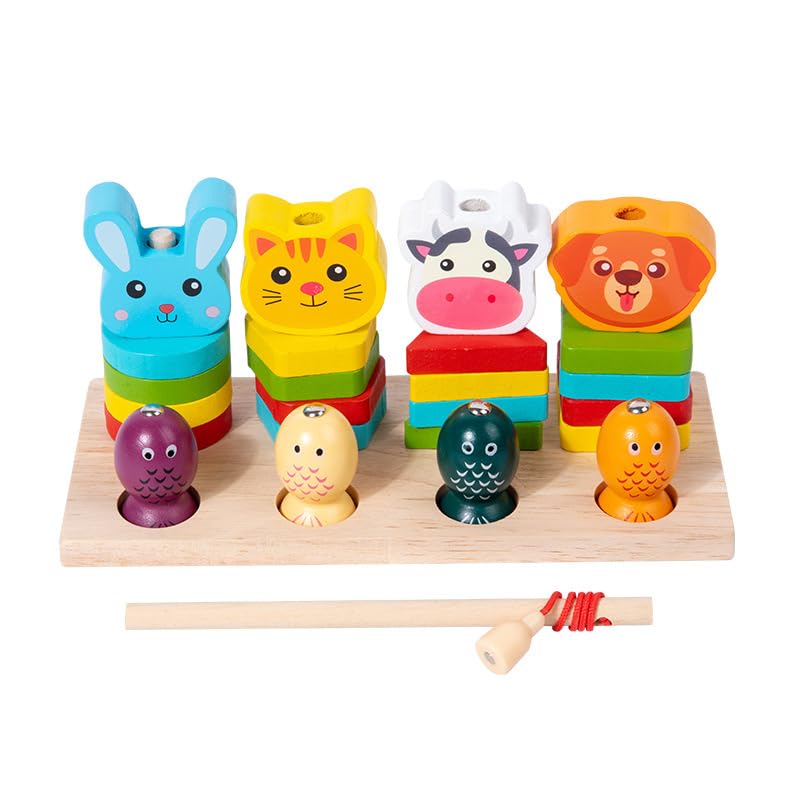 TINY TOYS CO Wooden Shape Color Sorting Blocks Puzzle Stacking Sorter Montessori Early Learning Educational Toy Great Gift For 3 Year Old Toddler (4 Animal Shape Sorter With 4 Magnetic Fish) (B0CP4BXHFM) Amazon Price History, Amazon Price Tracker