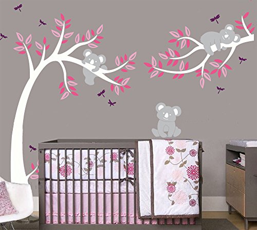 Sayala Vinilo Árbol con Koala Adhesivo Pegatinas Pared con Nursery Room Derecho Decoracion,Bebé Nombre Decal-Koala