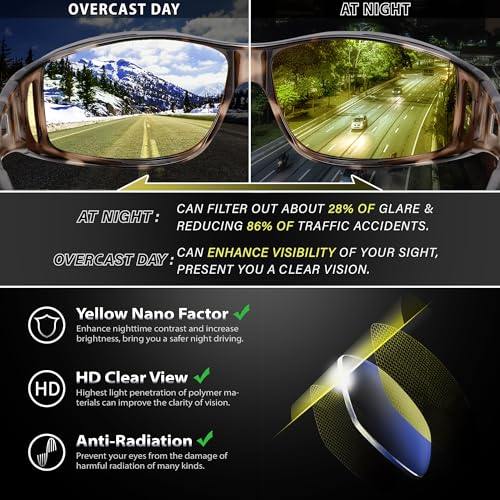 Image of URUMQI Night Vision Driving Glasses Fit Over Eyeglasses for Men Women