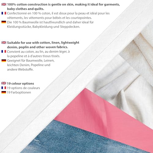 Les Petits Rubans Biais de couture - 20 mm de large, plié 10 mm, longueur 5 mètres, 100% coton - Bordure pour couture, ameublement, vêtements, couvertures - Blanc – vue 4