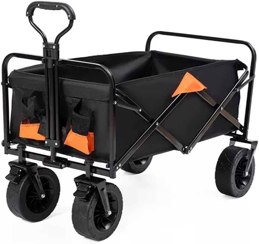 HBJWOV Folding Cart Portable Foldable 150L Large Capacity Multifunction Cart Outdoor Camping Table Light Wagon BBQ Trolley(Beige Trolley)