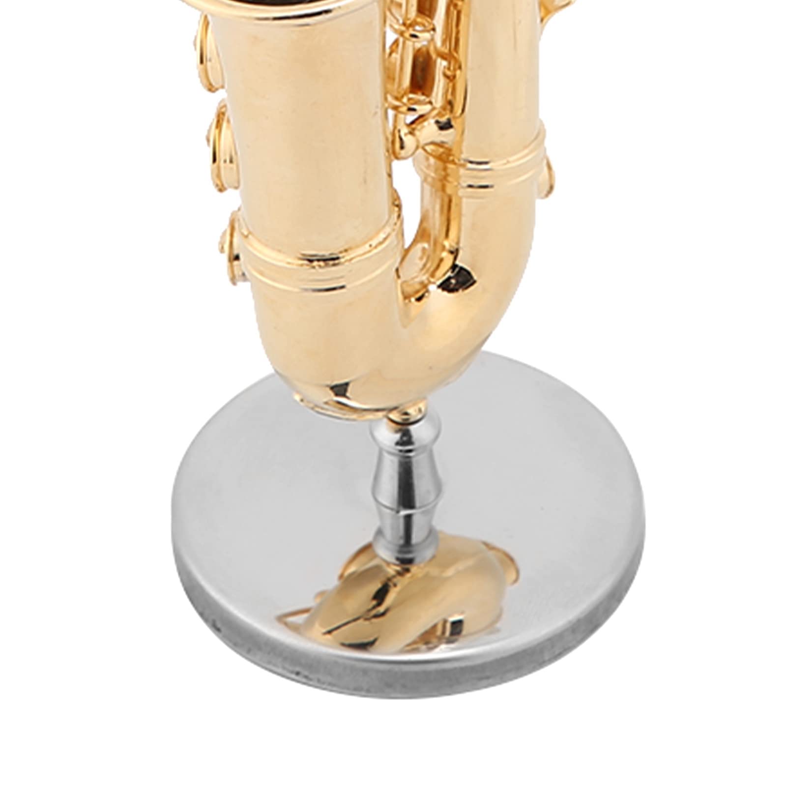 Fyearfly Modèle d'instrument de Musique, Réplique de Saxophone Alto Miniature Avec Support et étui, Ornements de Modèle d'instrument Plaqué or, Cadeau Premium pour la Décoration de la Maison