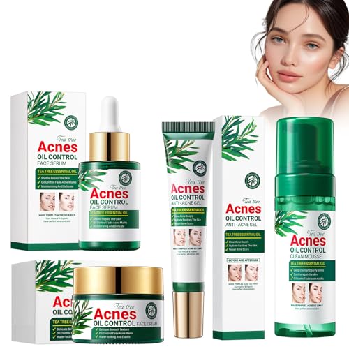 Kit de cuidado de la piel del árbol del té,Extracto fresco del árbol del té,Suero facial antimanchas con extracto del árbol del té,Tónico del árbol del té,Lmprove acné enrojecimiento,Refrescante y no