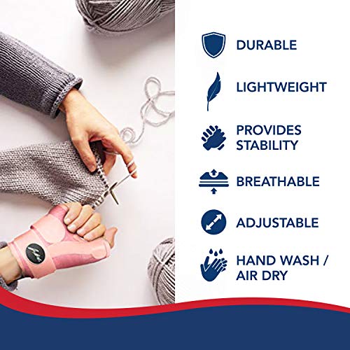 Dr. Arthritis Doctor Developed Thumb Brace / Thumb Splint / Thumb Spica Splint / Thumb Stabilizer For Men And Women - & Doctor Written Handbook - For Right And Left Hand (Pink, Single) #TOP4