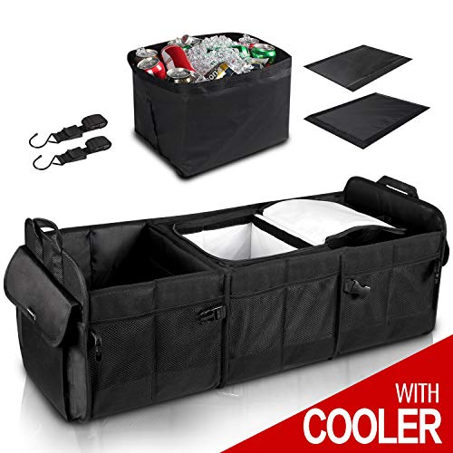 GEEDAR Trunk Organizer with Cooler Large Trunk Organizer with Built-in Leak-Proof Cooler Bag