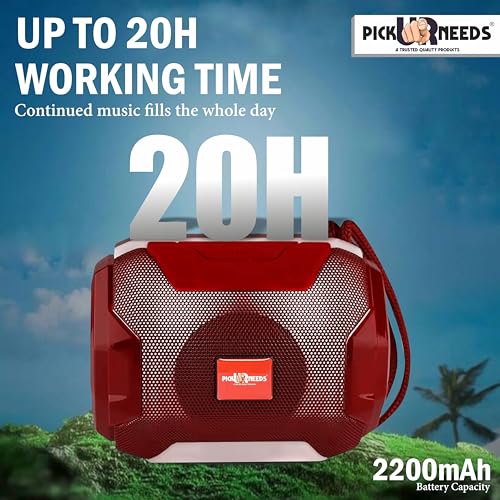 Image of Pick Ur Needs Wireless Rechargeable Mega Bass Portable Bluetooth Speaker | Water Proof | Splash Proof | Premium Speaker Compatible with All Mobile Phone (Red)