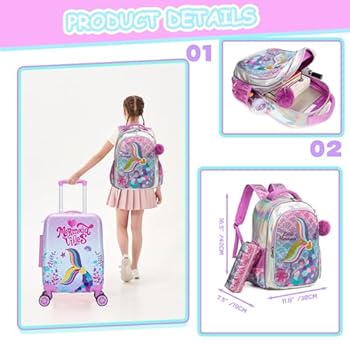 5-Piece Children's Suitcase, Children's Trolley With Backpack, Neck
