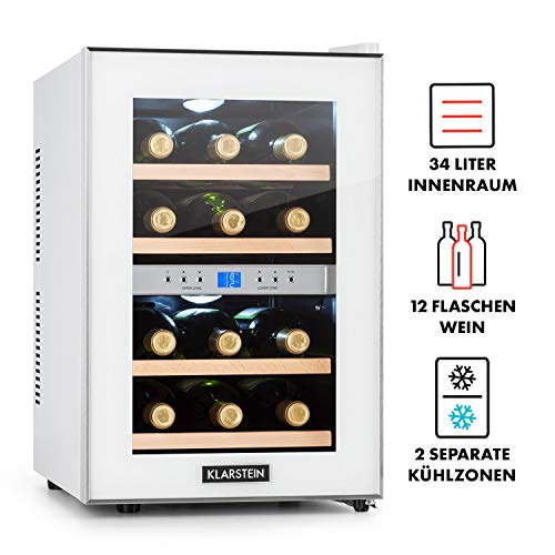 Klarstein Reserva - Wijnkoeler, drankkoeler, koelkast, 34 liter, 2 programmeerbare koelzones, 12 wijnflessen, 7-18 ° C… - Afbeelding 4