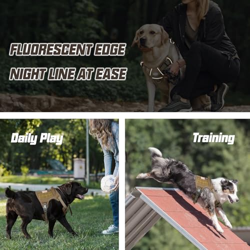 Auroth 301-ARMY YELLOW-L Tactical Dog Harness For Large Dogs No Pull Adjustable Pet Harness Reflective K9 Working Training Easy Control Pet Vest Military Service Dog Harnesses Army Yellow L thumb #4