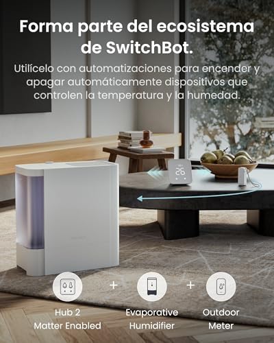 SwitchBot Matter Termómetro higrómetro wifi, para interior y exterior, 4 unidades, con concentrador mate 2, IP65, resistente al agua, sensor de temperatura y humedad, compatible con Apple Home, Alexa