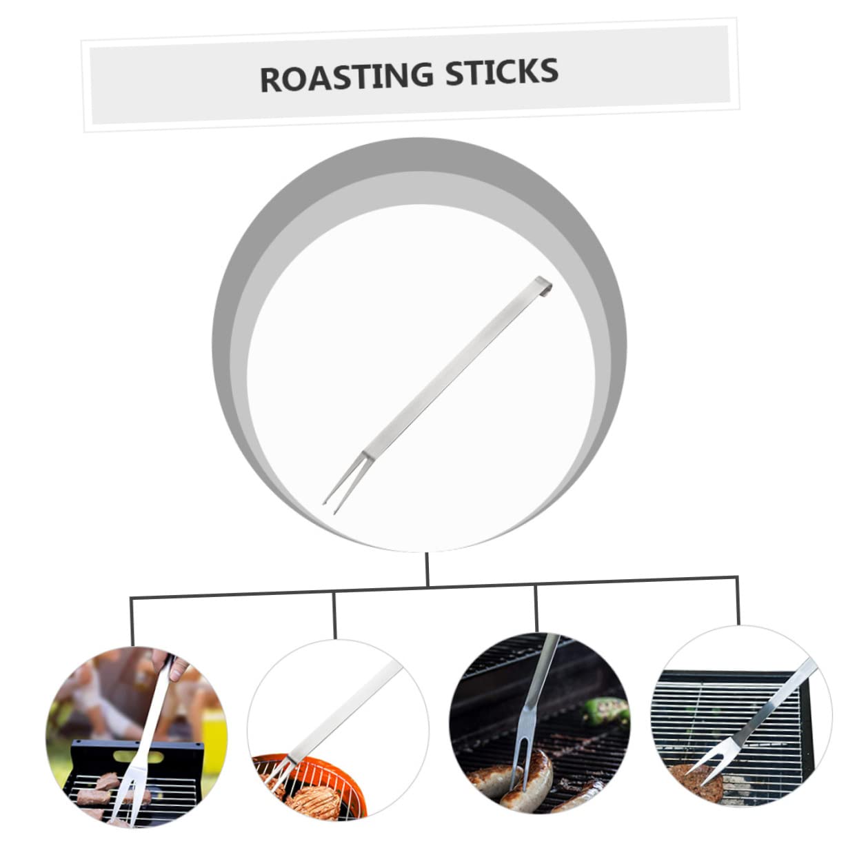 YARNOW 4stücke Edelstahl Bbq Gabeln Mit Langem Griff Robuste Grillwerkzeuge Für Gartenpartys Camping Und Restaurantgebrauch Rostfreies Material